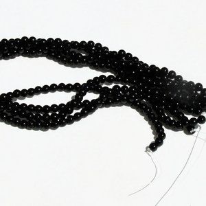 NWT Black Agate Round Beads, jewelrymaking, stones - HOME